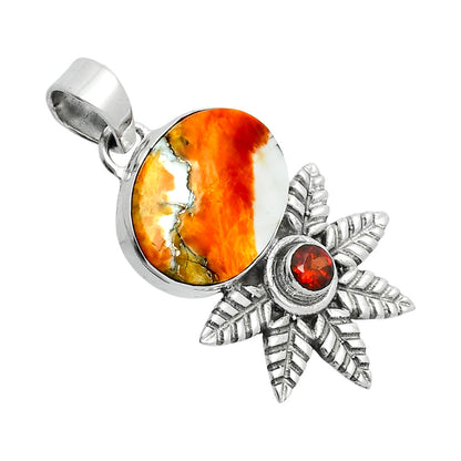 Premium Quality Spiny Oyster Turquoise & Garnet Pendant P-1425 32-EP10229