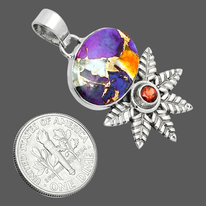 Premium Quality Spiny Oyster Turquoise & Garnet Pendant P-1425 32-EP10230