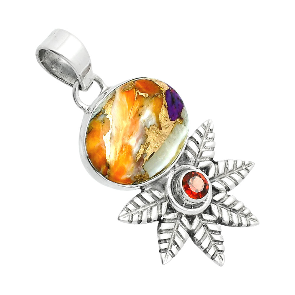 Premium Quality Spiny Oyster Turquoise & Garnet Pendant P-1425 32-EP10234