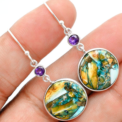 Premium Spiny Oyster Turquoise & Amethyst Pendant Earrings Set T-1010 32-ET10070