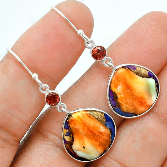 Premium Spiny Oyster Turquoise & Garnet Pendant Earrings Set T-1010 32-ET10092