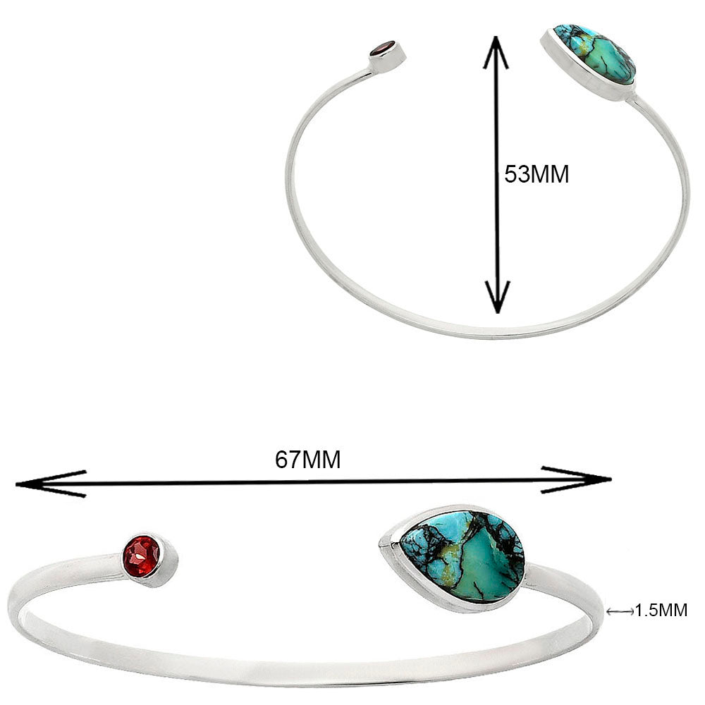 Lucky Charm Tibetan Turquoise & Garnet Cuff Bangle Bracelet B-1004 33-EB10356