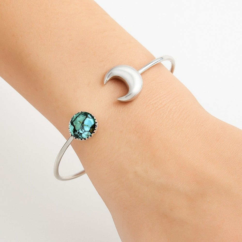 Moon - Lucky Charm Tibetan Turquoise Cuff Bangle Bracelet B-1046 33-EB10359