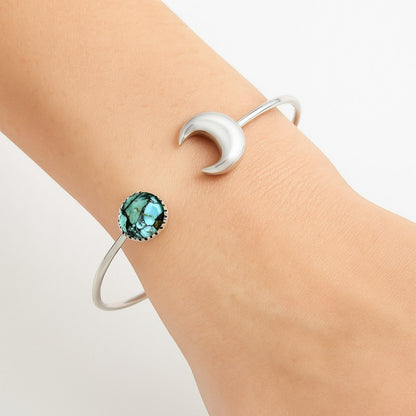 Moon - Lucky Charm Tibetan Turquoise Cuff Bangle Bracelet B-1046 33-EB10359