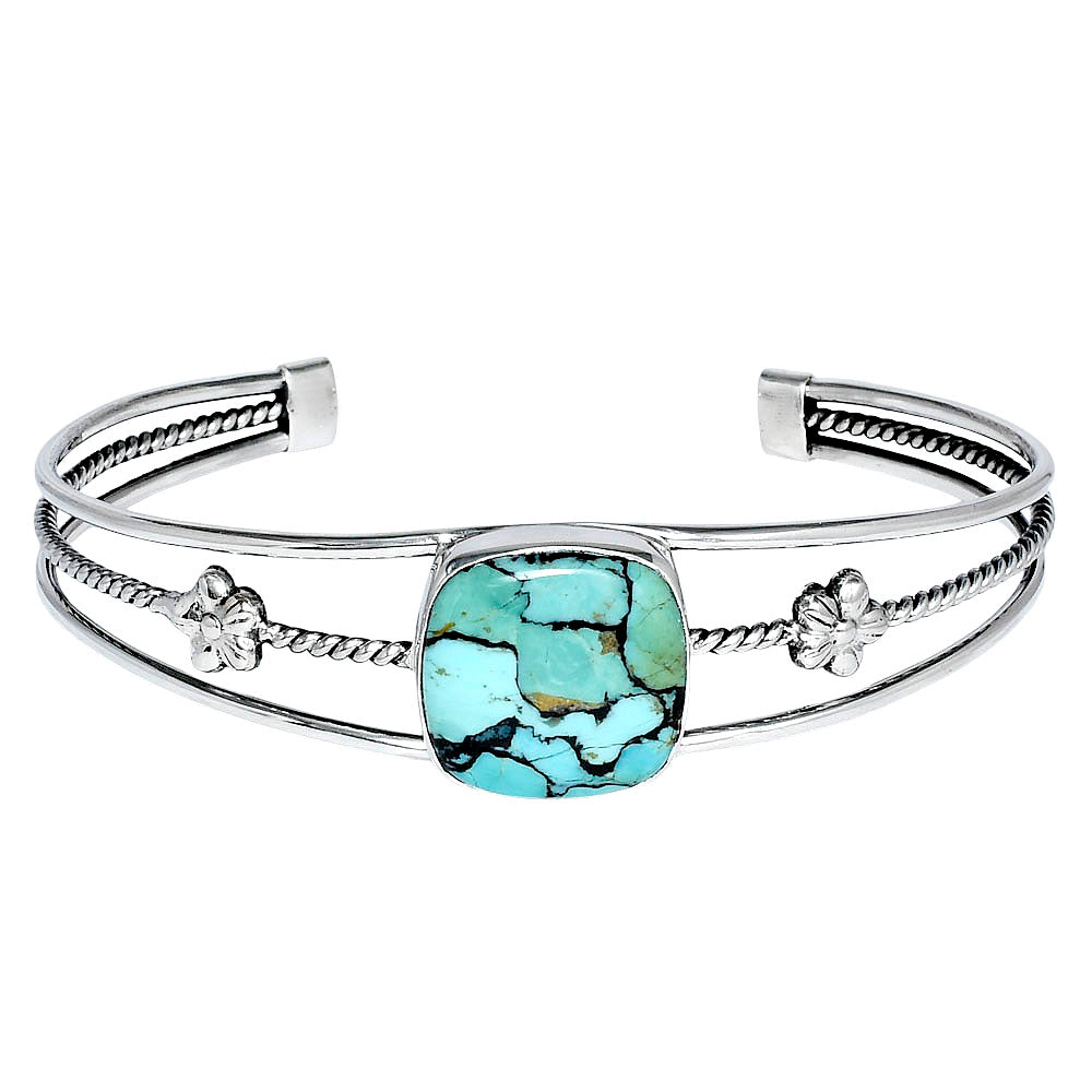 Premium Lucky Charm Tibetan Turquoise Cuff Bangle Bracelet B-1012 33-EB10362