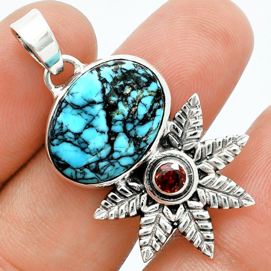 Premium Quality Lucky Charm Tibetan Turquoise & Garnet Pendant P-1425 33-EP10244
