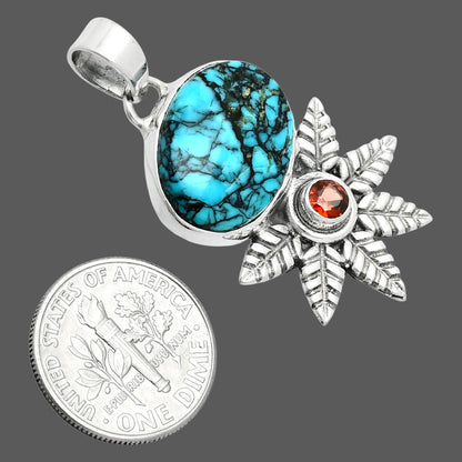 Premium Quality Lucky Charm Tibetan Turquoise & Garnet Pendant P-1425 33-EP10244