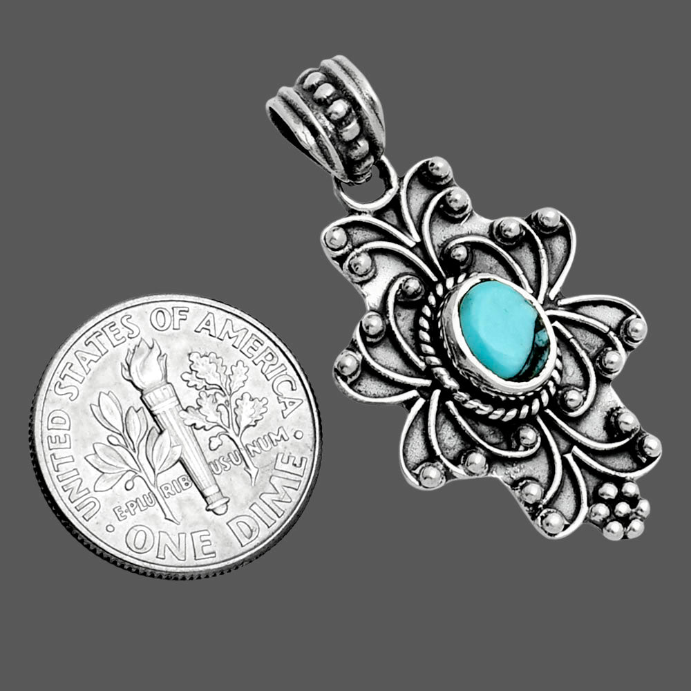 Premium Lucky Charm Tibetan Turquoise Pendant P-1558 33-EP10247