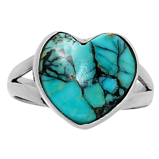 Premium Heart Lucky Charm Tibetan Turquoise Ring size-7 R-1073 33-ER12626