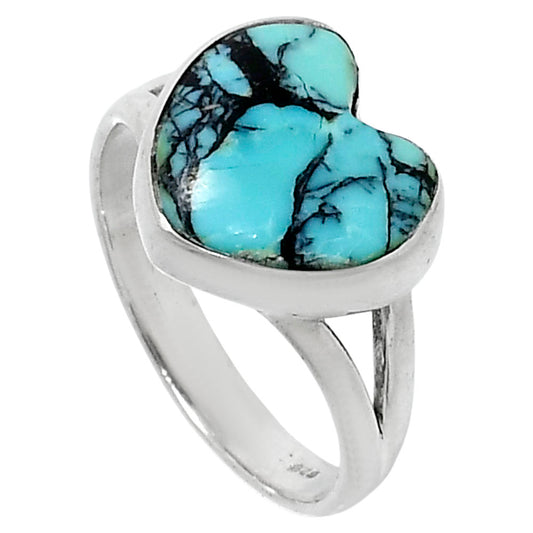 Premium Heart Lucky Charm Tibetan Turquoise Ring size-8 R-1073 33-ER12632