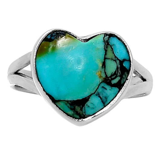 Premium Heart Lucky Charm Tibetan Turquoise Ring size-8 R-1073 33-ER12633