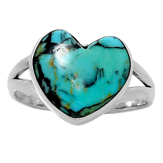 Premium Heart Lucky Charm Tibetan Turquoise Ring size-8 R-1073 33-ER12638