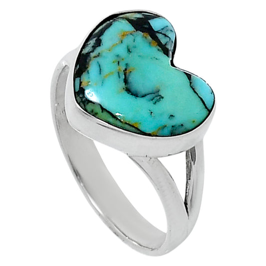 Premium Heart Lucky Charm Tibetan Turquoise Ring size-8 R-1073 33-ER12638