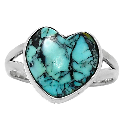 Premium Heart Lucky Charm Tibetan Turquoise Ring size-8 R-1073 33-ER12639