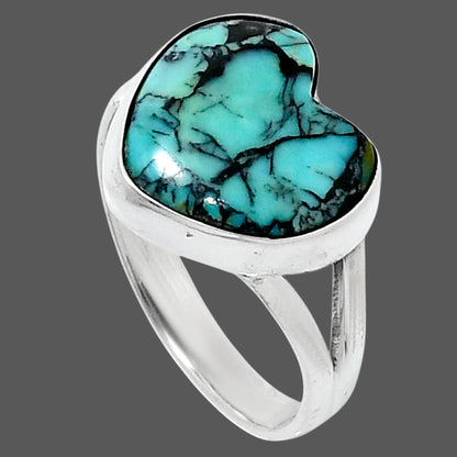 Premium Heart Lucky Charm Tibetan Turquoise Ring size-8 R-1073 33-ER12639