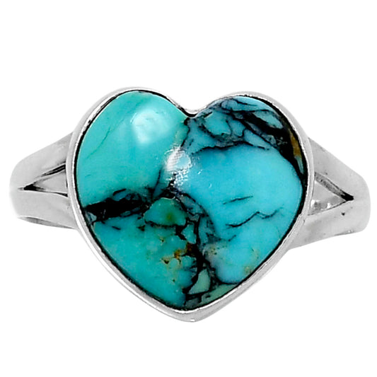 Premium Heart Lucky Charm Tibetan Turquoise Ring size-9 R-1073 33-ER12641