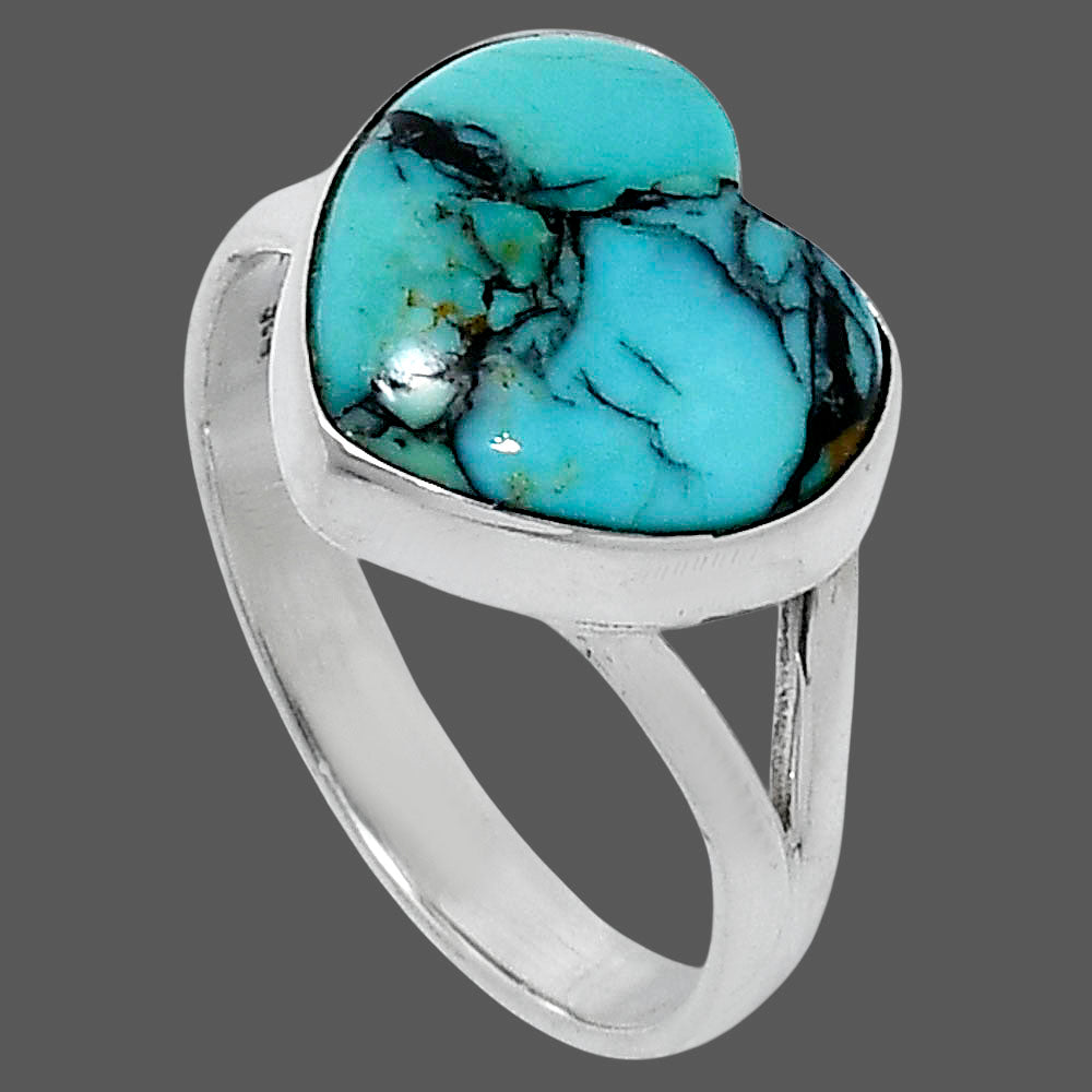 Premium Heart Lucky Charm Tibetan Turquoise Ring size-9 R-1073 33-ER12641