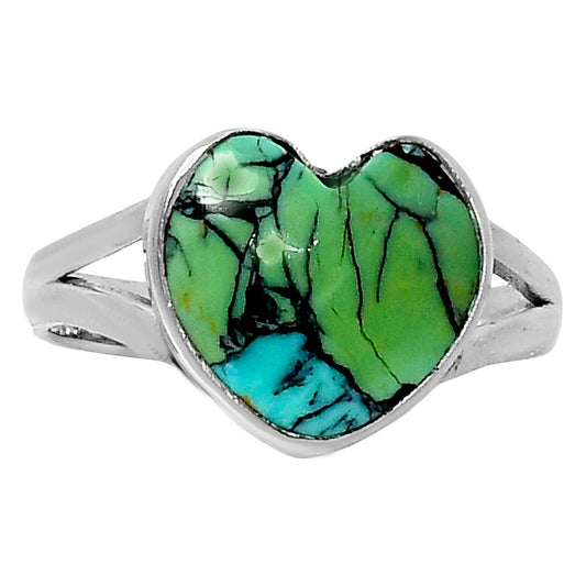 Premium Heart Lucky Charm Tibetan Turquoise Ring size-10 R-1073 33-ER12648