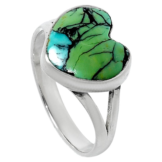 Premium Heart Lucky Charm Tibetan Turquoise Ring size-10 R-1073 33-ER12648