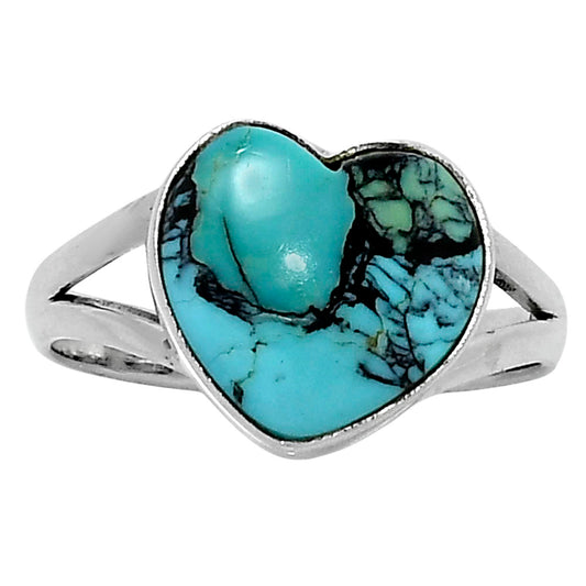 Premium Heart Lucky Charm Tibetan Turquoise Ring size-10 R-1073 33-ER12651