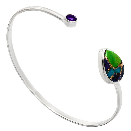 Premium Multi Copper Turquoise & Amethyst Cuff Bangle Bracelet B-1004 34-EB10363