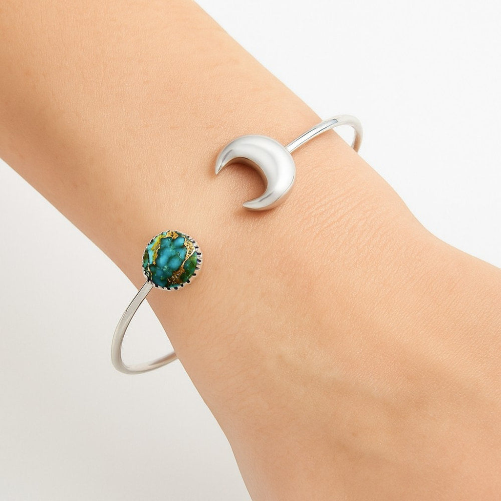 Moon - Kingman Copper Teal Turquoise Cuff Bangle Bracelet B-1046 34-EB10366