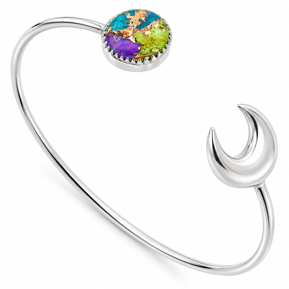 Crescent Moon - Multi Copper Turquoise Cuff Bangle Bracelet B-1046 34-EB10367