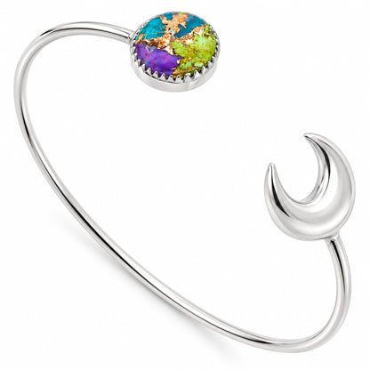 Crescent Moon - Multi Copper Turquoise Cuff Bangle Bracelet B-1046 34-EB10367