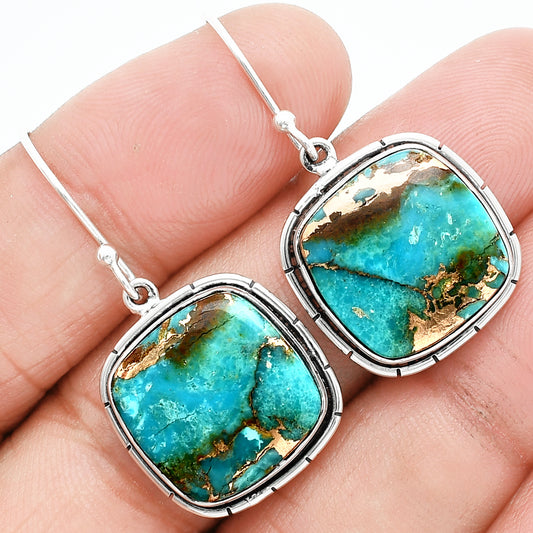 Kingman Copper Teal Turquoise Earrings E-1029 34-EE10359