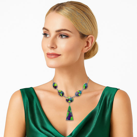 Premium Quality Multi Copper Turquoise - Arizona Necklace N-1013 34-EN10115