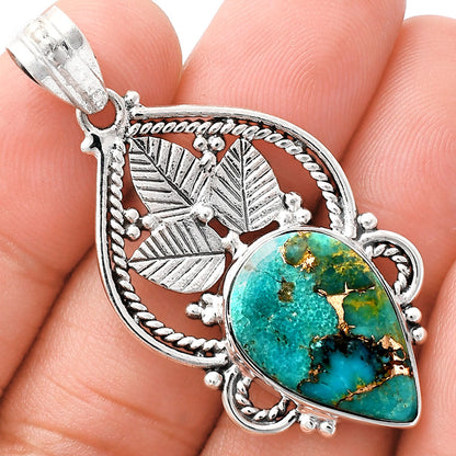 Premium Quality Kingman Copper Teal Turquoise Pendant P-1258 34-EP10250