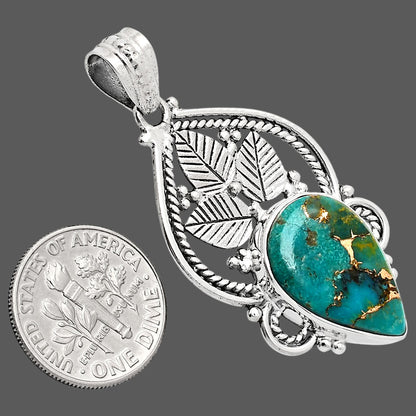 Premium Quality Kingman Copper Teal Turquoise Pendant P-1258 34-EP10250