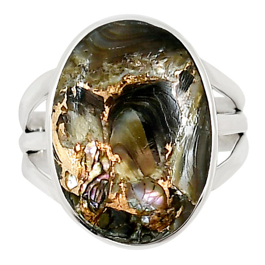 Copper Abalone Shell Ring size-7 R-1003 34-ER15093