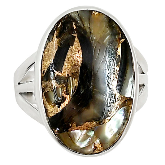 Copper Abalone Shell Ring size-8 R-1003 34-ER15095