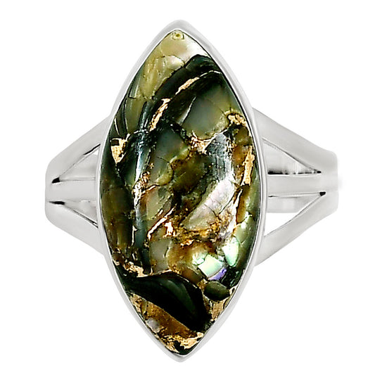 Copper Abalone Shell Ring size-10 R-1003 34-ER15099