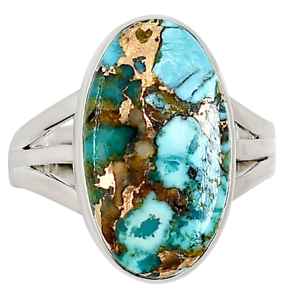 Kingman Copper Teal Turquoise Ring size-10 R-1003 34-ER15115