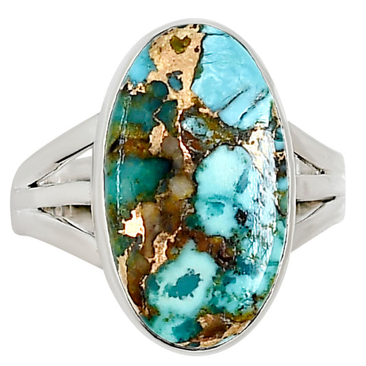 Kingman Copper Teal Turquoise Ring size-10 R-1003 34-ER15115