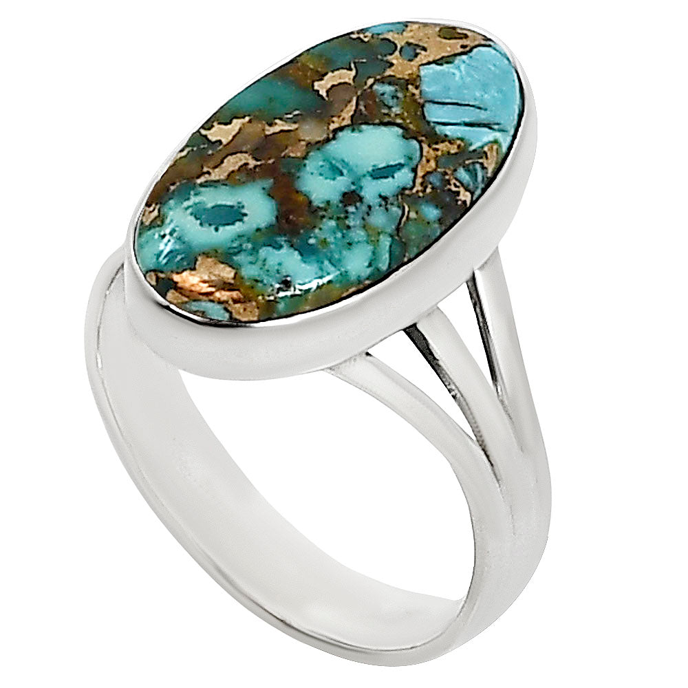 Kingman Copper Teal Turquoise Ring size-10 R-1003 34-ER15115