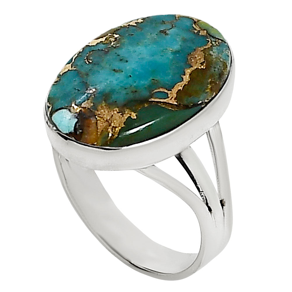 Kingman Copper Teal Turquoise Ring size-10 R-1003 34-ER15116