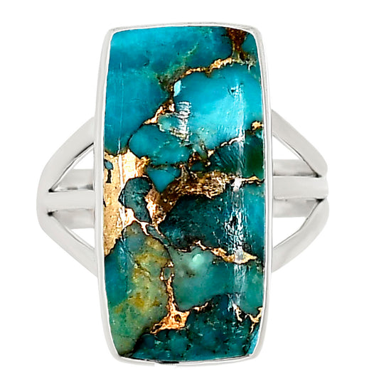 Kingman Copper Teal Turquoise Ring size-9 R-1003 34-ER15120