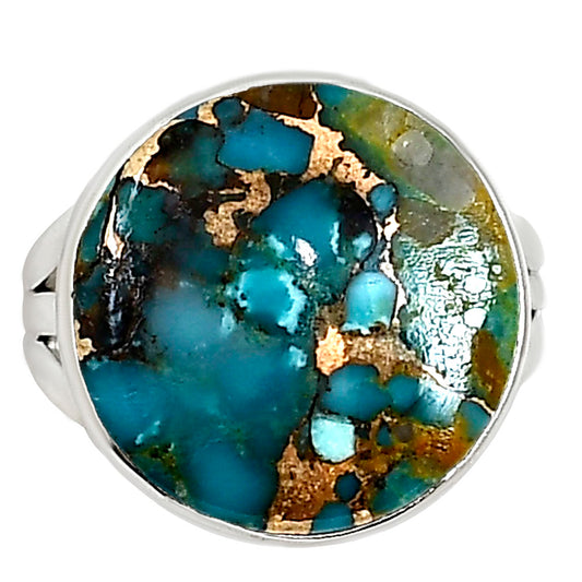 Kingman Copper Teal Turquoise Ring size-7 R-1003 34-ER15122