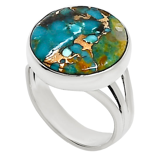 Kingman Copper Teal Turquoise Ring size-7 R-1003 34-ER15122