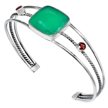 Premium Chrysoprase & Garnet Cuff Bangle Bracelet B-1011 35-EB10373