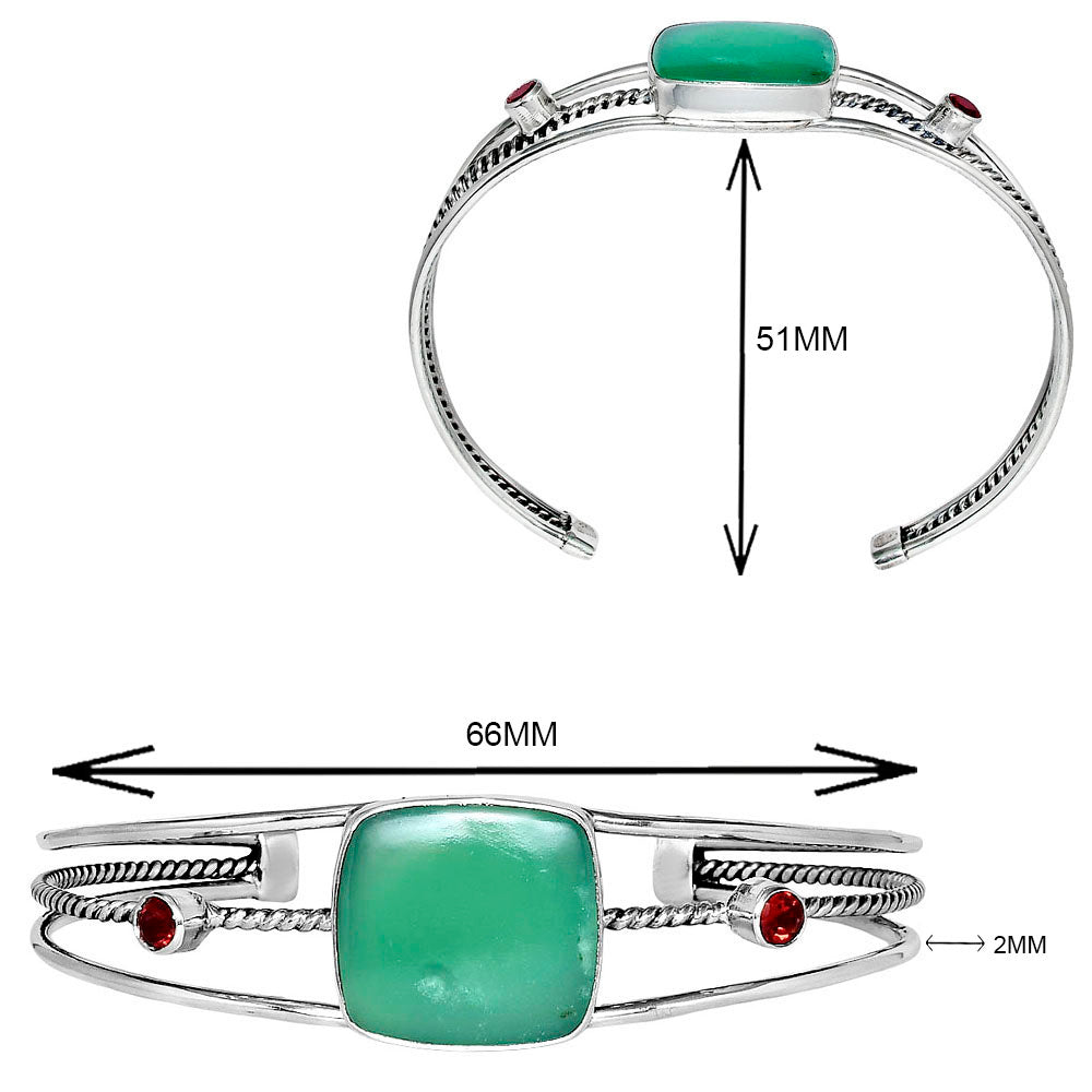 Premium Chrysoprase & Garnet Cuff Bangle Bracelet B-1011 35-EB10373
