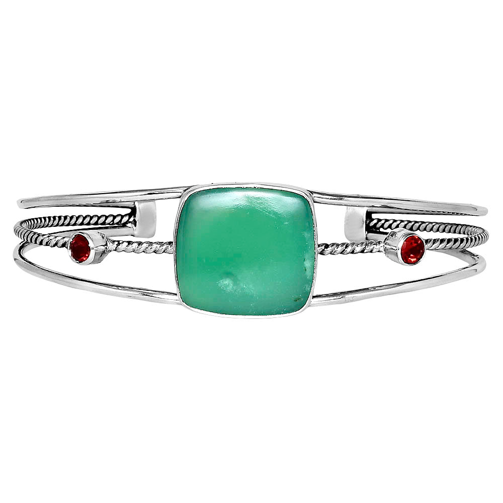 Premium Chrysoprase & Garnet Cuff Bangle Bracelet B-1011 35-EB10373
