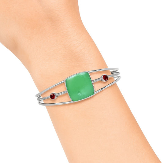 Premium Chrysoprase & Garnet Cuff Bangle Bracelet B-1011 35-EB10373