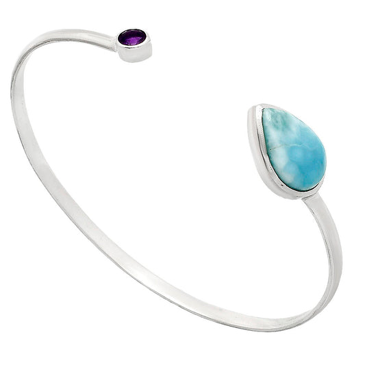 Premium Quality Larimar & Amethyst Cuff Bangle Bracelet B-1004 37-EB10374