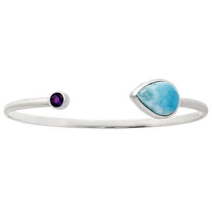 Premium Quality Larimar & Amethyst Cuff Bangle Bracelet B-1004 37-EB10374