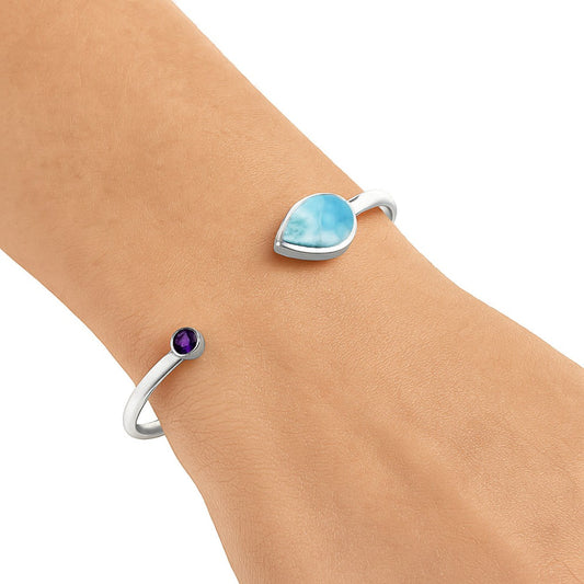 Premium Quality Larimar & Amethyst Cuff Bangle Bracelet B-1004 37-EB10374