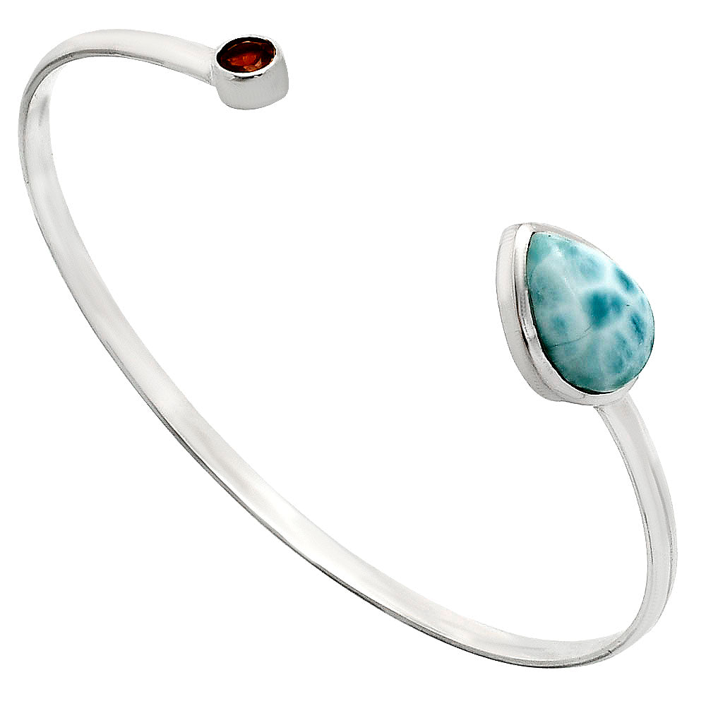 Premium Quality Larimar & Garnet Cuff Bangle Bracelet B-1004 37-EB10375